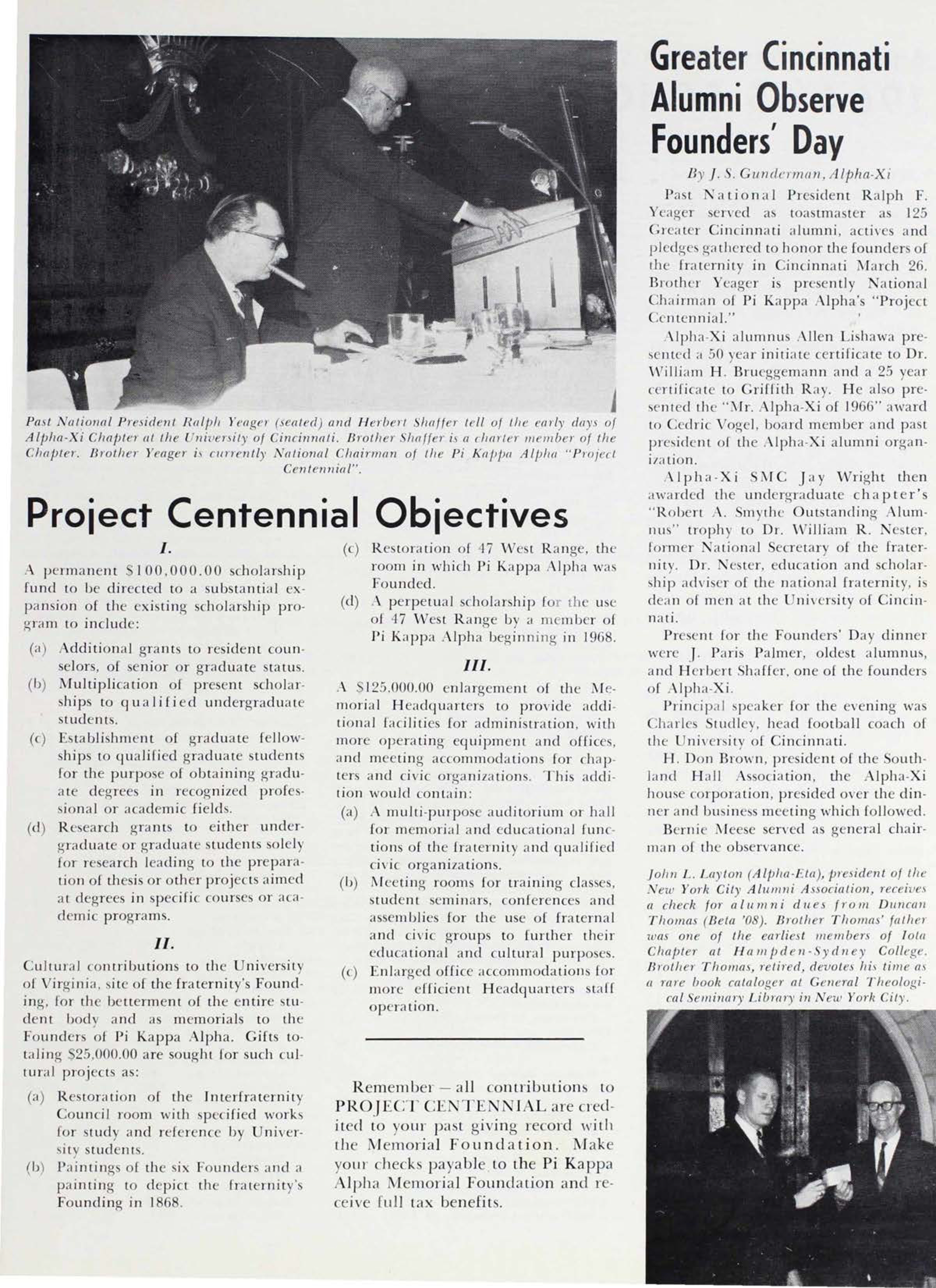 John L. Layton (Alpha Eta), President of The New York City Photograph, June 1966